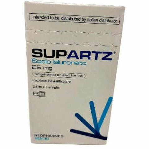 SPEDITO IN BUSTA TERMICA GRATUITA. Siringa Preriempita Intra-articolare Supartz Acido Ialuronico 25mg 2,5ml 3 Pezzi