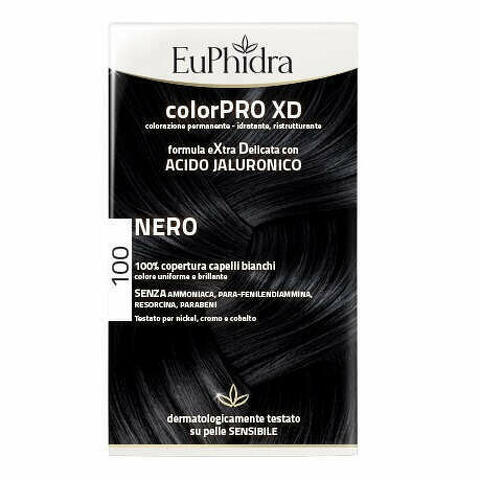 Euphidra Colorpro Xd 100 Nero Gel Colorante Capelli In Flacone + Attivante + Balsamo + Guanti