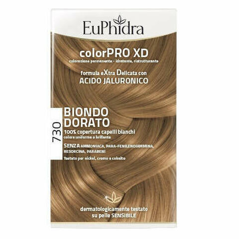 Euphidra Colorpro Xd 730 Biondo Dorato Gel Colorante Capelli In Flacone + Attivante + Balsamo + Guanti