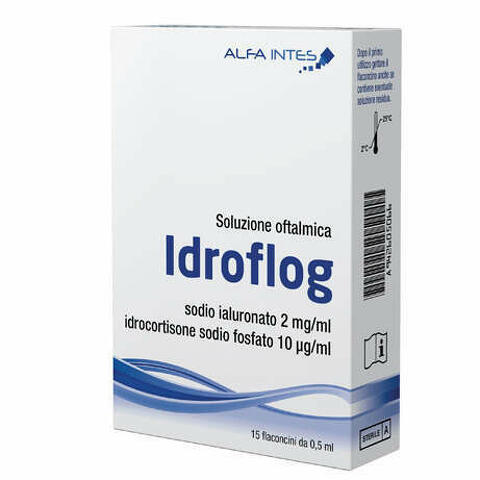 Soluzione Oftalmica Idroflog A Base Di Ialuronato Di Sodio E Idrocortisone Sodio Fosfato 15 Flaconcini Da 0,5ml