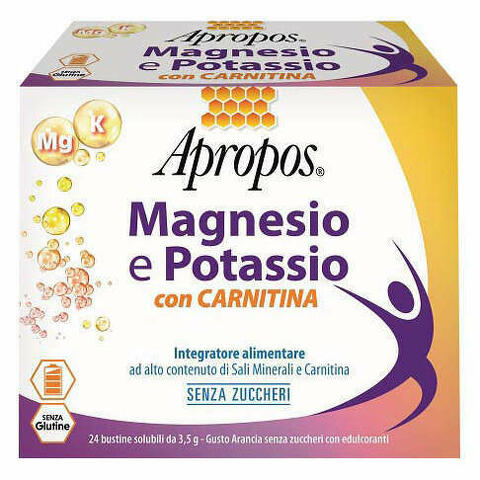 Apropos Magnesio Potassio Carnitina 24 Bustine Senza Zucchero 3,5 G Cadauna