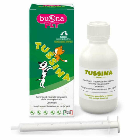 Tussina Flacone Mangime Complementare Cani Gatti Con Siringa Dosatrice Forma Liquida 100 G Buonapet