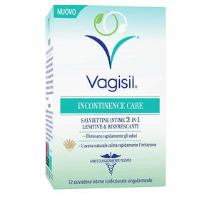  - Vagisil Incontinence Care Salviettine Intime 2in1 Lenitive & Rinfrescanti 12 Pezzi