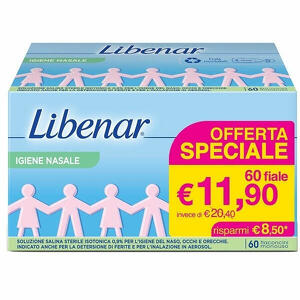 Libernar - Soluzione salina isotonica 0,9% libenar per igiene nasale 60 flaconcini monouso x 5 ml