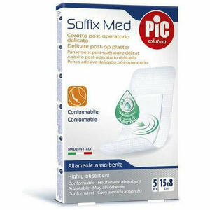  - Cerotto Pic Soffix Med In Tnt Con Tampone Centrale Assorbente Sterile Monouso 15x8 Cm Antibatterico 5 Pezzi