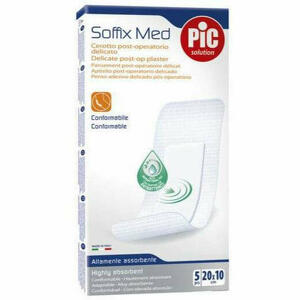  - Cerotto Pic Soffix Med In Tnt Con Tampone Centrale Assorbente Sterile Monouso 10x20 Cm Antibatterico 5 Pezzi