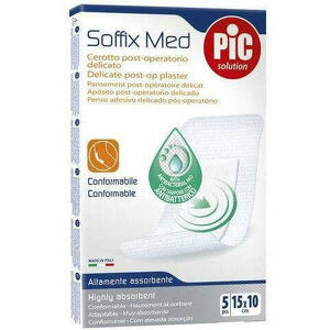  - Cerotto Pic Soffix Med In Tnt Con Tampone Centrale Assorbente Sterile Monouso 10x15 Cm Antibatterico 5 Pezzi