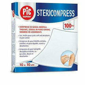  - Garza Compressa Idrofila Pic Stericompress 10x10cm 4 Bustinee X 25 Pezzi