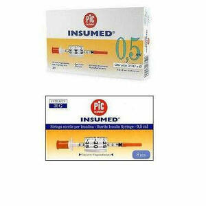  - Siringa Per Insulina Pic Insumed 0,3ml 100 Ui Spazio Zero Ago 30 Gauge 8 Mm 3 Sacchetti Da 10 Pezzi