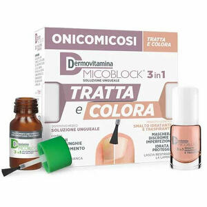 Dermovitamina - Dermovitamina Micoblock 3 In 1 Tratta E Colora Soluzione Ungueale 7ml + Smalto Idratante Traspirante 5ml