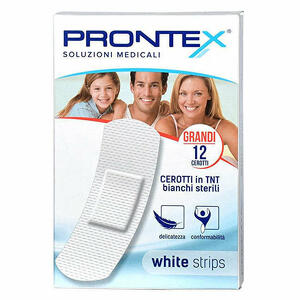  - Cerotto White Strips Tessuto Non Tessuto Bianco Grande 12 Pezzi