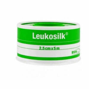  - Cerotto Adesivo Ipoallergenico Per Fissaggio Medicazioni Leukosilk Supporto Acetato Di Cellulosa Bianco Adesivo Poliacrilico Senza Resine E Gomme Naturali 2,5x500cm Mutuabile