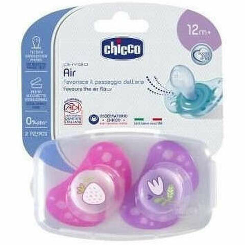 Chicco Succhietto Air Girl In Silicone 16-36 Mesi 2 Pezzi