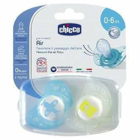 Chicco Succhicco Air Boy Silicone 0-6 Mesi 2 Pezzi