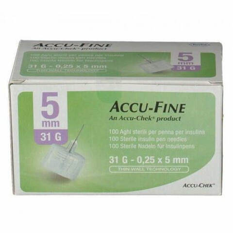 Ago Per Penna Da Insulina Accu-fine Pen Needle Accu-chek Gauge 31 X 5mm 100 Pezzi