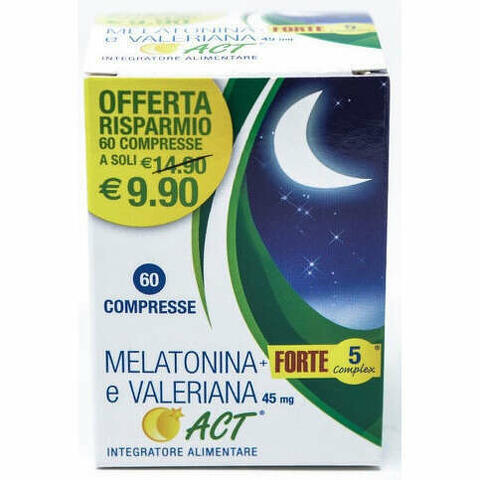 Melatonina Act 1mg + Valeriana + 5 Forte Complex 60 Compresse
