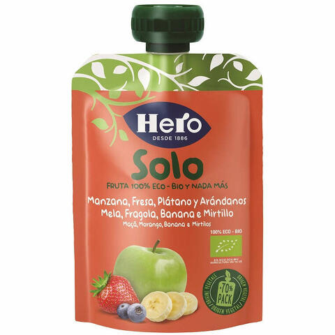 Hero Solo Frutta Frullata 100% Bio Mela Banana Fragola 100 G