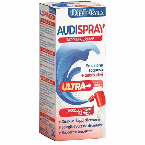 Audispray Ultra +3 Anni Soluzione Acquosa + Tensioattivi Spray Tappi Di Cerume 20ml