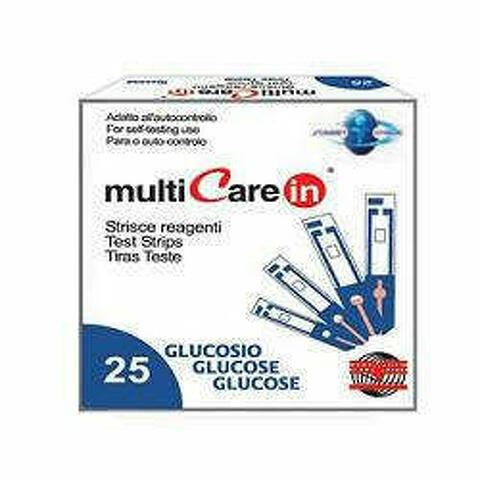 Strisce Misurazione Glicemia Multicare In Glucosio Elettrodo 25 Pezzi