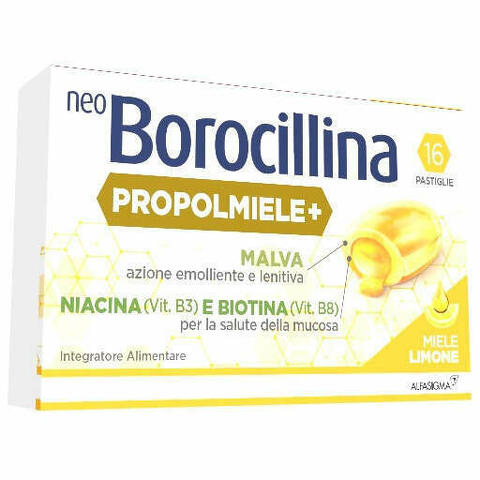 Neoborocillina Propolmiele+ Miele/limone 16 Pastiglie