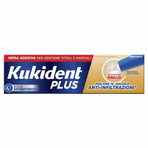 Kukident Plus Sigillo Anti Infiltrazioni Crema Adeisva Dentiere 40 G