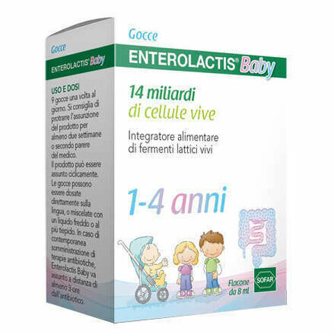 Enterolactis Baby Gocce 8ml 1-4 Anni 14 Miliardi Di Cellule Vive