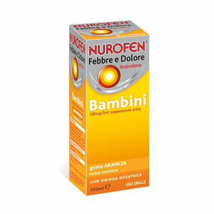 Nurofen - Bambini 100 Mg/5 Ml Sospensione Orale Gusto Arancia Senza Zucchero Flacone Da 150 Ml Con Siringa Dosatrice