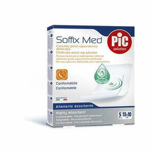  - Cerotto Pic Soffix Med In Tnt Con Tampone Centrale Assorbente Sterile Monouso 10x10 Cm Antibatterico 5 Pezzi