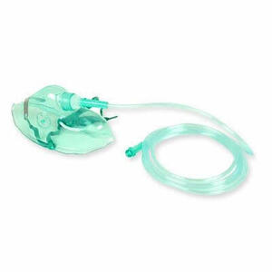  - Maschera Per Ossigeno In Pvc Per Adulti Con Tubo Lunghezza 210 Cm Clip Stringinaso Regolabile Fettuccia Elastica