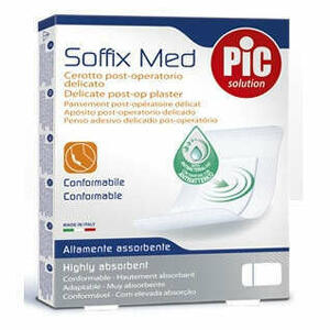  - Cerotto Pic Soffix Med In Tnt Con Tampone Centrale Assorbente Sterile Monouso 30x10 Cm Sterili Antibatterico 3 Pezzi