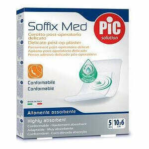  - Cerotto Pic Soffix Med In Tnt Con Tampone Centrale Assorbente Sterile Monouso 10x6 Cm Antibatterico 5 Pezzi