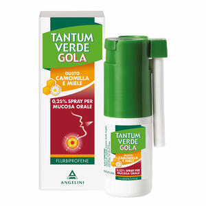 Angelini Tantum Verde - 0,25% Spray Per Mucosa Orale Gusto Camomilla E Miele 1 Flacone Pe Con Pompa Dosatrice Da 15 Ml