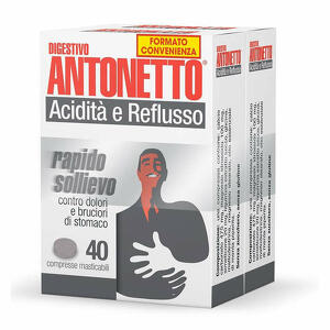 Chiesi Farmaceutici - Digestivo Antonetto Acidita' E Reflusso 80 Compresse Masticabili 2 Astucci Da 40 Compresse