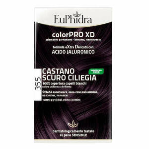  - Euphidra Colorpro Xd 355 Castano Scuro Ciliegia Gel Colorante Capelli In Flacone + Attivante + Balsamo + Guanti